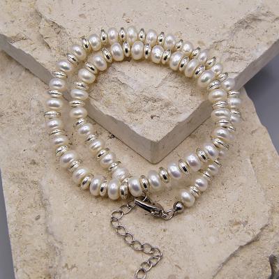 China Trendy Trendy White Beaded Hematite Pearl Baroque Natural Freshwater Necklaces For Women for sale