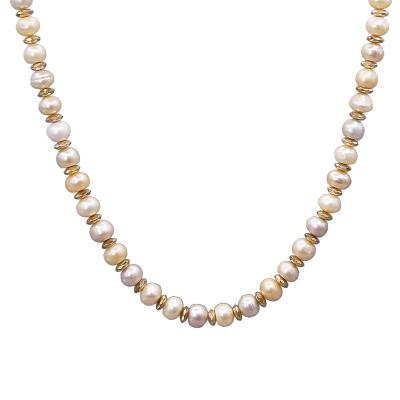 China Large Gold CLASSIC Hematite Multi Strand Fashion Baroque Freshwater Pearl Necklace Jewelry for sale