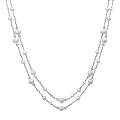 China CLASSIC Long Beaded Crystal Beads Freshwater Pearl Necklaces Endless Handmade Knotted For Women for sale