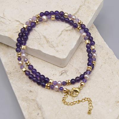 China FASHIONABLE Multi Natural Small Amethyst Beads Fashion Stone Jewelry Set Freshwater Pearl Necklace for sale