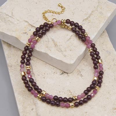 China Red Gemstone Multi Garnet Tourmaline Set TRENDY Fashion Bead Choker Necklaces for Women for sale