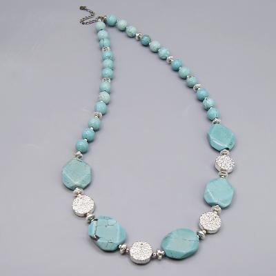 China TRENDY Multi Size Colorful Natural Gem Stone Turquoise Bead Necklace Jewelry For Women for sale