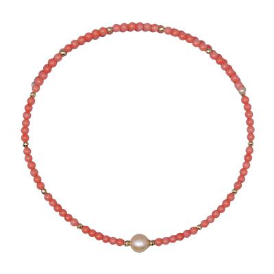 China CLASSIC Valentines Jewelry Fashion Red Coral Gemstone Small Bead Choker Necklace For Women for sale