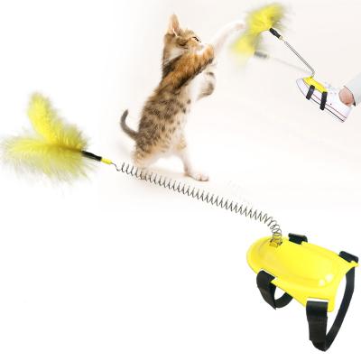 China Viable Hot Selling Puzzle Toy Multi Color Spring Feather Toy Cat Training Brain Teaser Cat Interactive Toys Cat Stick Amazon Pet for sale