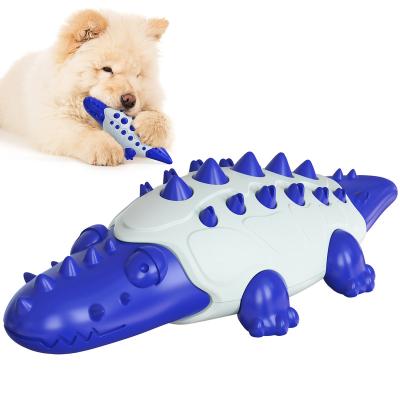 China Factory Sustainable Original Natural Rubber Product Amazon Dog Toothbrush Crocodile Squeaky Indestructible Chew Toy For Aggressive Chew for sale