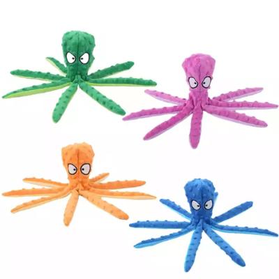 China Amazon Best Seller Stocked Octopus Stuffed Crease Loud Luxury Toothbrush Bite Plush Durable Dog Chew Toy for sale