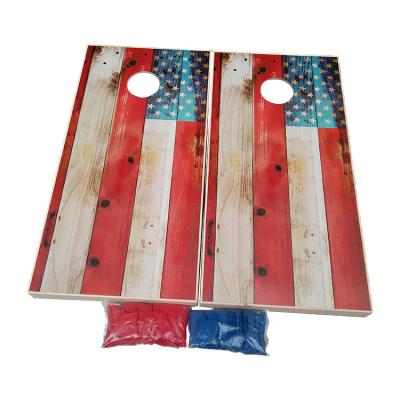 China Hot Selling Premium 2x4 Cornhole Pine Wood Customization American Flag Cornhole Boards Bean Bag Throw Game For Outdoor Sports for sale