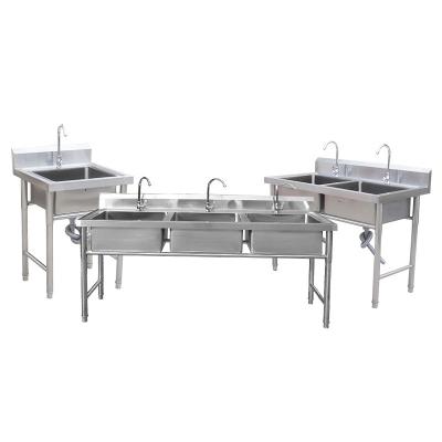 China Modern Yantai tongli hotel restaurant kitchen equipment free standing heavy duty single bowl stainless steel double sink for sale