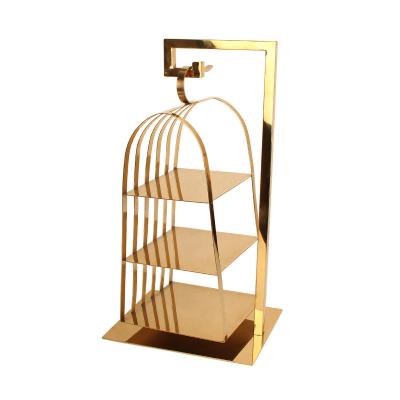 China Mordern Golden Birdcage Dessert Rack Display Rack Buffet Dessert Tray for sale