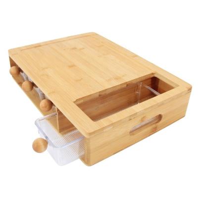 China New LOGO Sustainable Custom Made Bamboo Wooden Fruit Cutter Chopper With Container Trays for sale