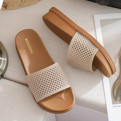 China Waterproof 2021 Latest Designs Like Fashion Outdoor Leather Sandals House Flat Ladies Slippers for sale