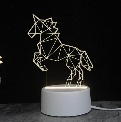 China Eco-friendly Amazing Customized Color Changing Lucky Unicorn Design Visual 3D Lamp LED Night Light for sale