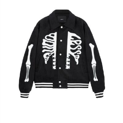 China Manufacturer Wholesales Custom Skull Baseball Breathable Jacket Men's Black And White Baseball Jacket for sale