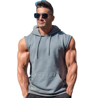 China Anti-Wrinkle Gym Sports Thin Pullover Hoodie Slim Tracksuit Set Men Fitness Workout Muscle Sleeveless Hoodies for sale