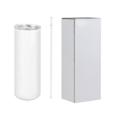 China Sustainable USA Warehouse 20 Oz White Straight Lean Stainless Steel Sublimation Mask Double Wall Tumbler With PP Straw for sale