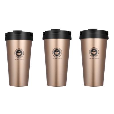 China Sustainable Wholesale 500ml Double Wall Stainless Steel Tumbler One Knob Thermos Travel Coffee Mug for sale