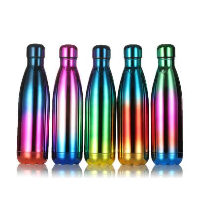 China Wholesale Business Electroplate Stainless Steel Double Wall Insulated Vacuum Cola Shape Customized Sport Drinking Water Bottles for sale