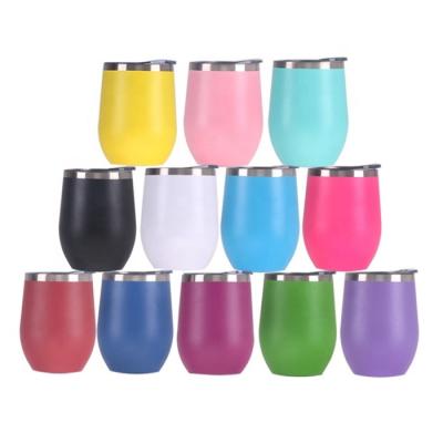 China RTS Viable Wine Cup Metal Tumblers Customized Stemless Egg Wine Cup Metal Tumbler for sale