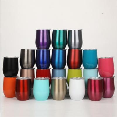 China Viable Cheap Drinking Beverage Juice Egg Mug Cups 12oz Stainless Steel Wine Tumbler Glitter Coffee for sale