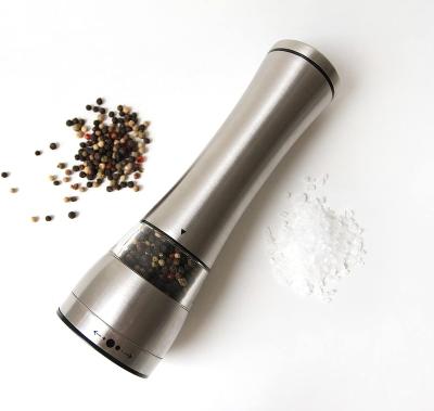 China Automatic Sustainable Premium Manual Gravity Salt and Black Pepper Grinder Stainless Steel Bottle Grinder Set for sale