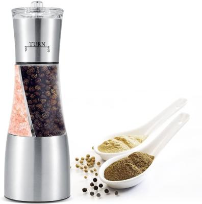 China Amazon Sustainable Round Machine Rechargeable Manual 2 In 1 Salt And Black Pepper Grinder Set for sale