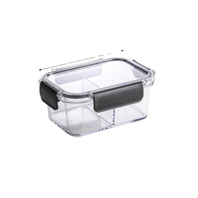 China Transparent Strip Cover Refrigerator Box Household Kitchen Fruit and Vegetable Storage Box Folding Fresh-keeping Instant Grid Sealed for sale