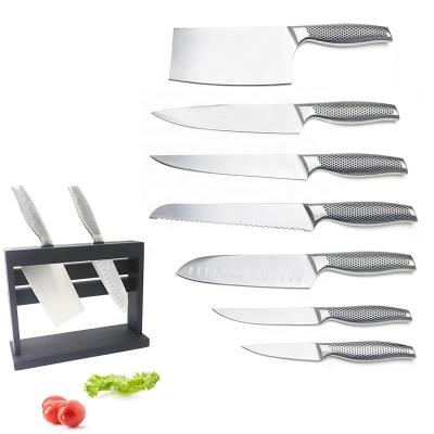 China Sustainable Wholesale 7 Pieces Hip-house Stainless Steel Slicing Knife Dining Kitchen Knife With Block for sale