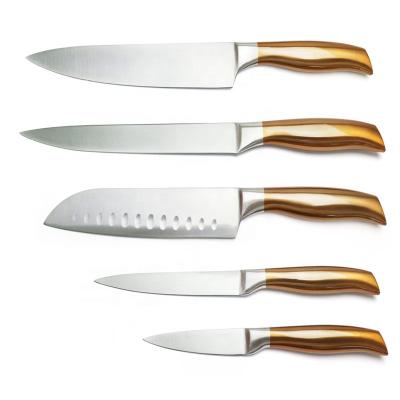 China Sustainable Hip-home Ergonomic Handle Stainless Steel Blade Professional Meat Kitchen Knife Set for sale