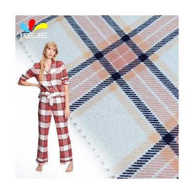 China Antistatic 100% Woven Cotton Flannel 150gsm Plaid Print For Shirt for sale