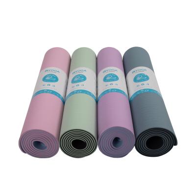 China Comfortable Cheap Personalized Custom Made Gym Fitness Exercise Double Color Double Stripe Yoga Mat for sale