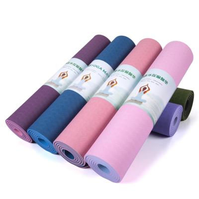 China Yoga Low Cost Reversible Double Color Organic Non Toxic Strip Yoga Mat for sale