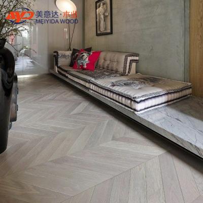 China Chevron Gray White Washed Oak Modern Engineered Main Flooring 500mm x 500mm x 18-4 Lacquered Wood Flooring for sale