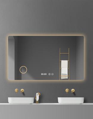 China Bright 3X Magnify Waterproof IP66 With Digital Pendulum And Fogless Led Smart Bathroom Mirror For Make Up for sale