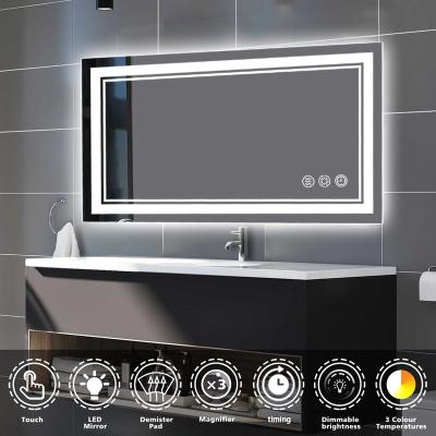 China Makeup Vanity Wall LED Magnifying Bathroom Mirror With Light Shower Room Living Room Light Fog Light Mirror for sale