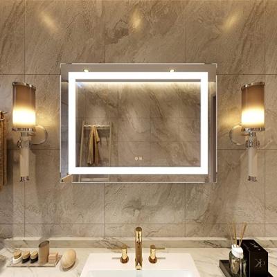 China Bright Bathroom Mirrors Wall Mounted White Light Anti-fog Dimmable Memory Touch Button CRI>90 Waterproof Bath Mirror for sale