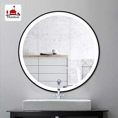 China Smart Extra Large Mirror Round Black Metal Framed Wall Mirror Oversized Black Round Metal Framed Wall Mirror Silver And Silver for sale