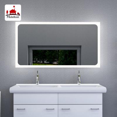 China Lighted Bathroom Accessories Led Bathroom Smart Lighted Mirror Wall Hung Bathroom Led Mirror Wall Glass Decorative Mirror for sale