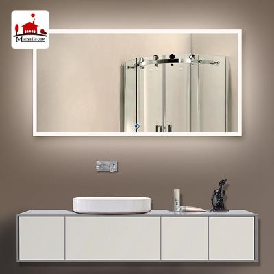 China Lighted Bathroom Sink Led Touch Screen Mirror Electronic Music Speaker Led Bathroom Mirror for sale