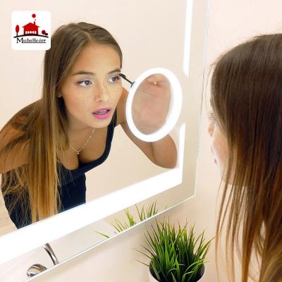 China Luxury Hotel Bathroom LED Backlit Mirror 60x80 Magnifying Makeup Mirrors Magnifying With Lighted for sale