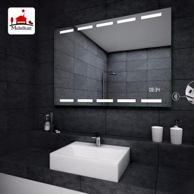 China 800 x 600mm Lighted Bathroom Mirrors with Digital Pendulum Led Wall Hanging Rectangle Lighted Bath Mirror for sale