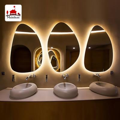 China Sri Lanka Luxury Bathroom Decor Mirror Irregular Shaped Illuminated Mirror Hotel Home Center Led Backlit Lighted Bathroom Vanity Smart Mirror for sale