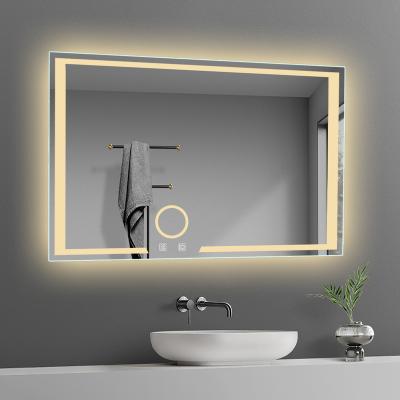 China Large Home Decor Wall Lighted Mult Functions Led Mirror High End Certified Bathroom Dimmer Lighted Vanity Led Mirror for sale