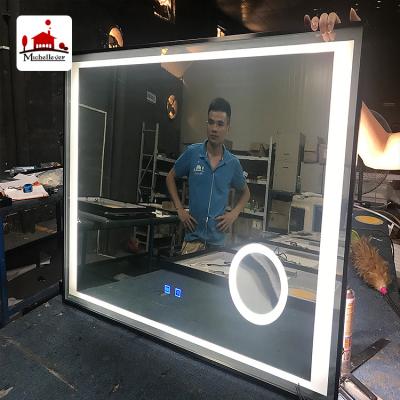 China Smart mirror led magic mirror with high quality aluminum wall mirror frame ip44 double coated aluminum mirror for sale