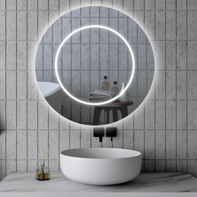 China NEW Design Round 24in LED Shatter Proof Illuminated Frameless Vanity Mirror Bathroom Mirror With Back Lights Dimmable Fog Mirror for sale