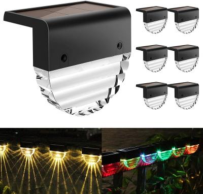 China Garden Ip55 Waterproof Solar Fence Lights Warm Deck Light RGB Color Outdoor Patio Stairs Step Garden Light for sale