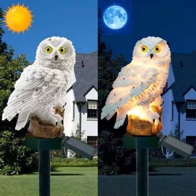 China Garden Amazon Hot Sale Outdoor Decoration Lawn Lamp Resin Solar Powered Owl Shape Led Solar Garden Light for sale