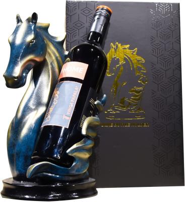 China Amazon Selling Viable Custom Made Mulled Wine Racks Decorative Head European Statue Horse Resin Style Tabletop Wine Rack for sale