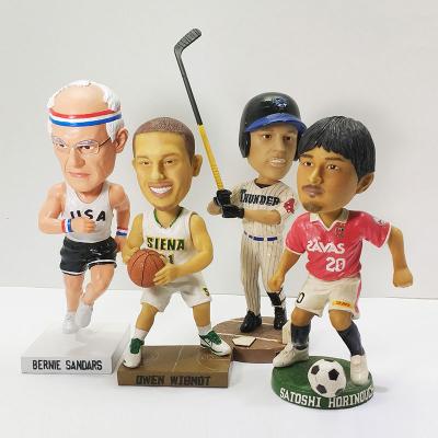 China Modern small soccer player Europe resin car football baseball basketball bobbleheads figures wholesale custom flip head for sale