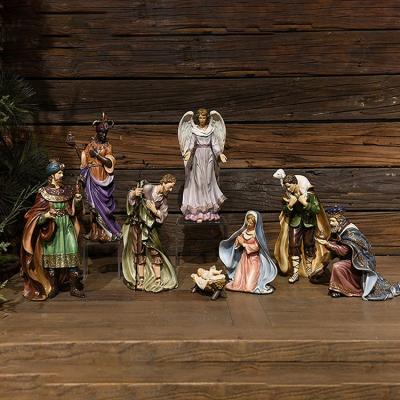 China Wholesale Custom Made China Polyresin High Quality Baby Jesus Christmas Nativity Scene Set Outdoor Stable Large for sale