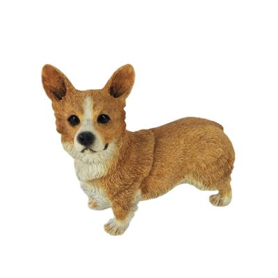 China Europe Home Decoration Outdoor Or Garden Resin Crafts Corgi Dog Animal Statue for sale